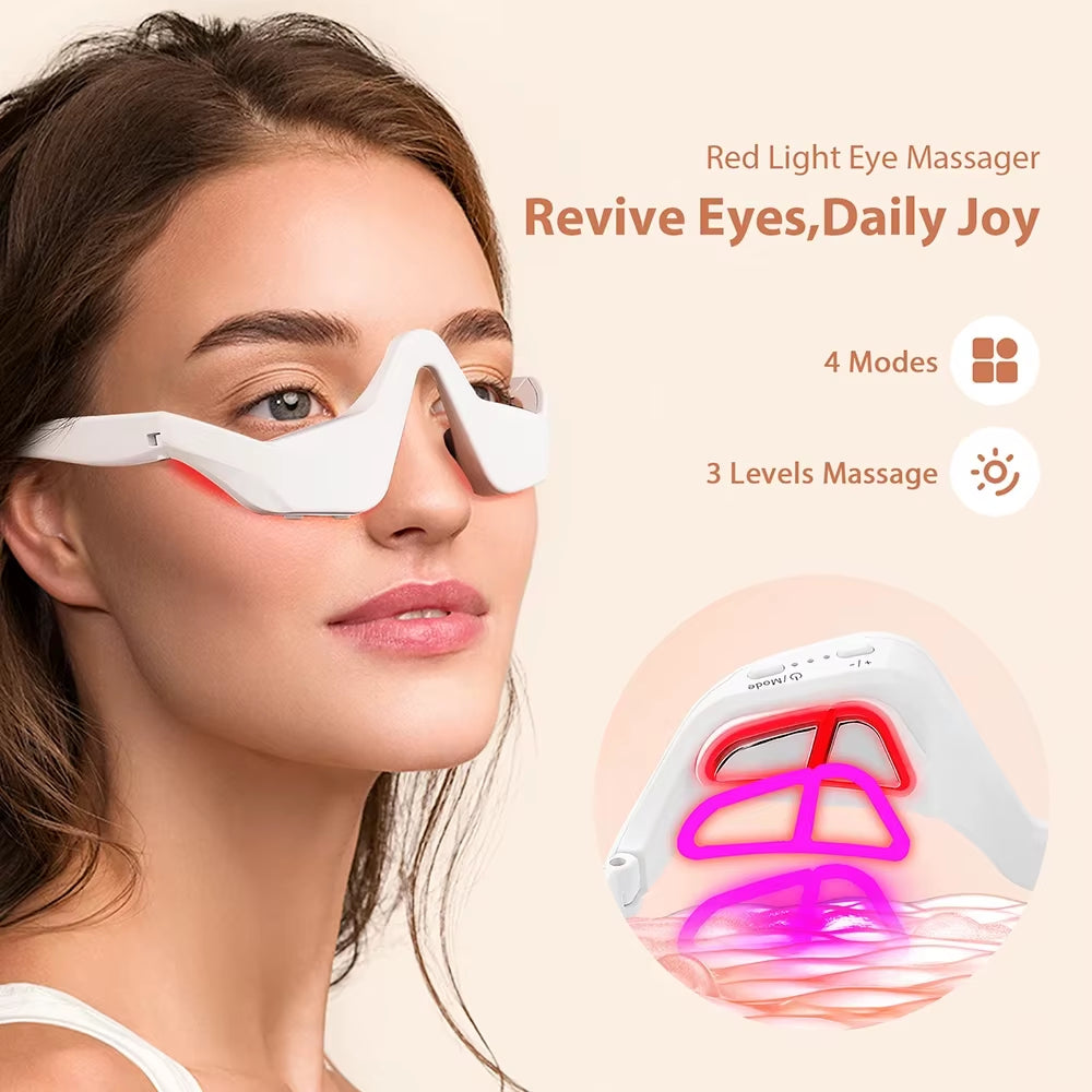 Masajeador De Ojos EMS Con Luz Roja 3D, Gafas Para El Cuidado De Los Ojos, Ojeras, Hinchazón, Reducción De Arrugas, Fatiga Ocular, Dispositivo De Cuidado De Belleza Relajante