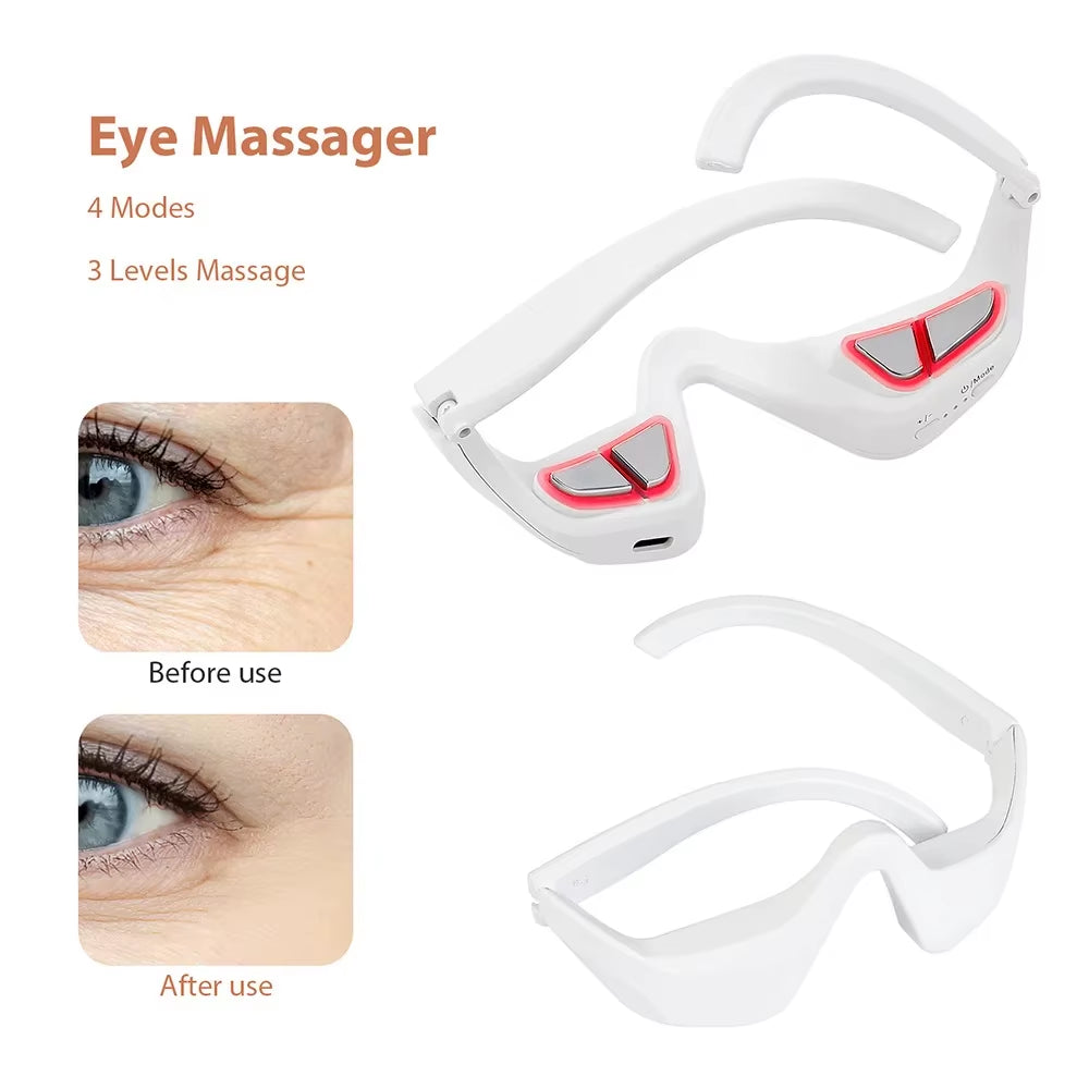Masajeador De Ojos EMS Con Luz Roja 3D, Gafas Para El Cuidado De Los Ojos, Ojeras, Hinchazón, Reducción De Arrugas, Fatiga Ocular, Dispositivo De Cuidado De Belleza Relajante