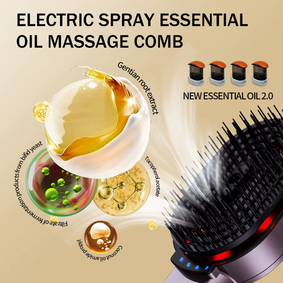 4In1 NIR Massage Comb Essential Hair Oil Applicator Included Head Spa Relaxation Treatment Plasma Photon Hair Comb Massager