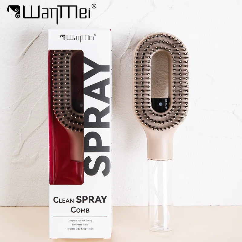 Peine Rociador 2 En 1, Cepillo Para El Cabello Con Cerdas De Nailon Para Masaje Del Cuero Cabelludo Suave Con Botella Pulverizadora Para Herramientas De Peinado De Agua Y Aceite Esencial