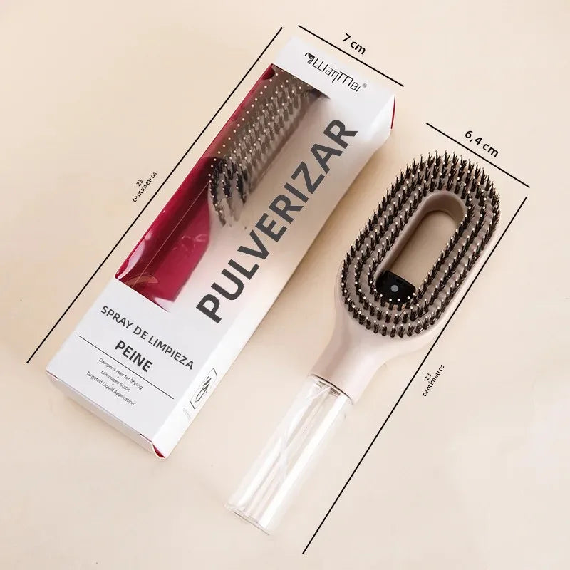 Peine Rociador 2 En 1, Cepillo Para El Cabello Con Cerdas De Nailon Para Masaje Del Cuero Cabelludo Suave Con Botella Pulverizadora Para Herramientas De Peinado De Agua Y Aceite Esencial