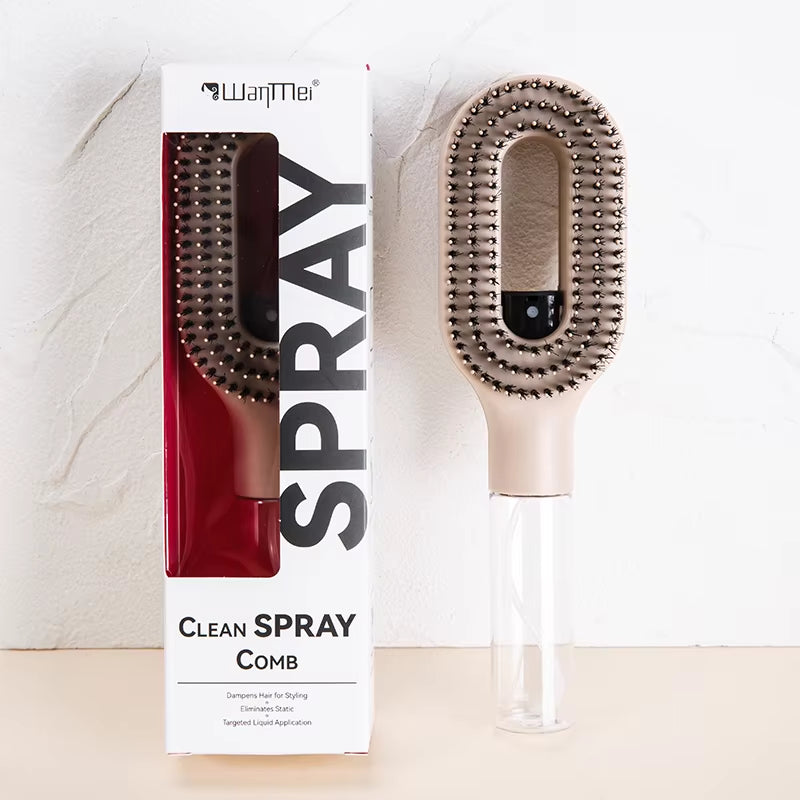Peine Rociador 2 En 1, Cepillo Para El Cabello Con Cerdas De Nailon Para Masaje Del Cuero Cabelludo Suave Con Botella Pulverizadora Para Herramientas De Peinado De Agua Y Aceite Esencial
