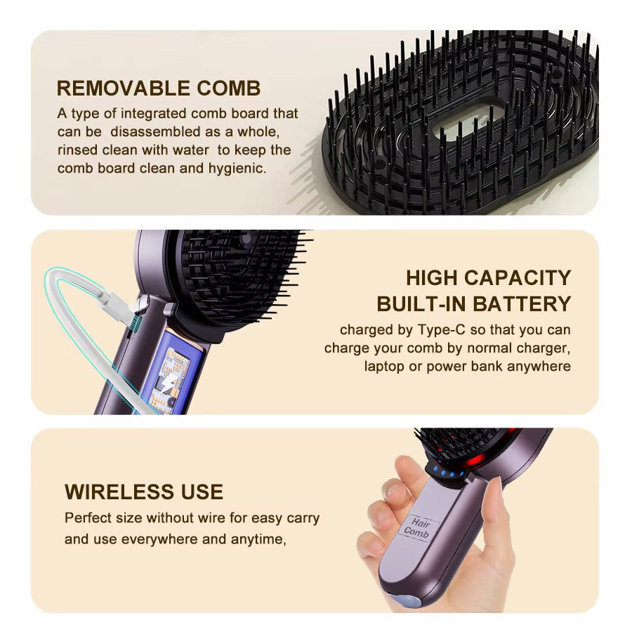 4In1 NIR Massage Comb Essential Hair Oil Applicator Included Head Spa Relaxation Treatment Plasma Photon Hair Comb Massager