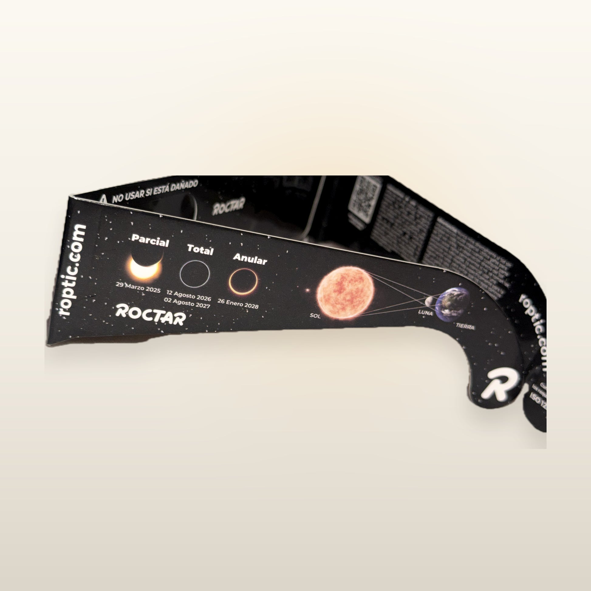 Detalle de proteccion solar ROCTAR para observar el eclipse